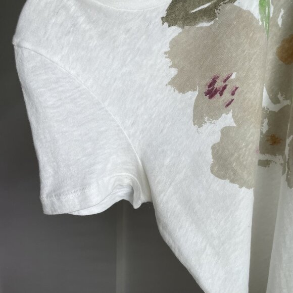 J. Crew Cotton Short Sleeve Top Size M White Tan Green Large Floral Print - Picture 8 of 10